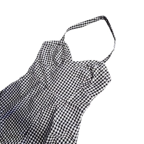 Anthropologie Maeve Halter Gingham Romper Size 12 Black White Sweetheart NWT - Picture 6 of 11